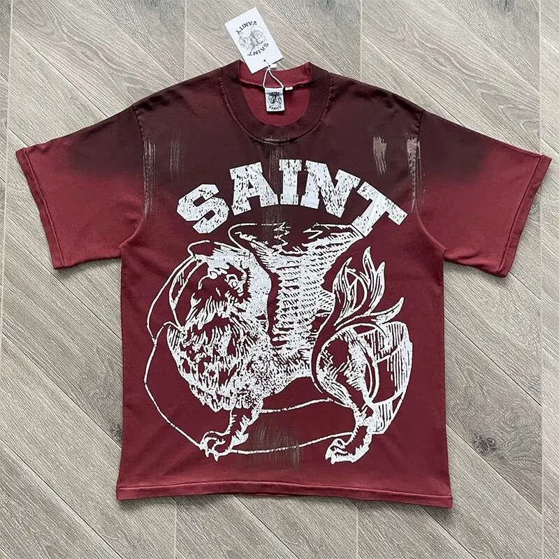 2026 SAINT VANITY Printed washed pure cotton short sleeved T-shirt TX1665