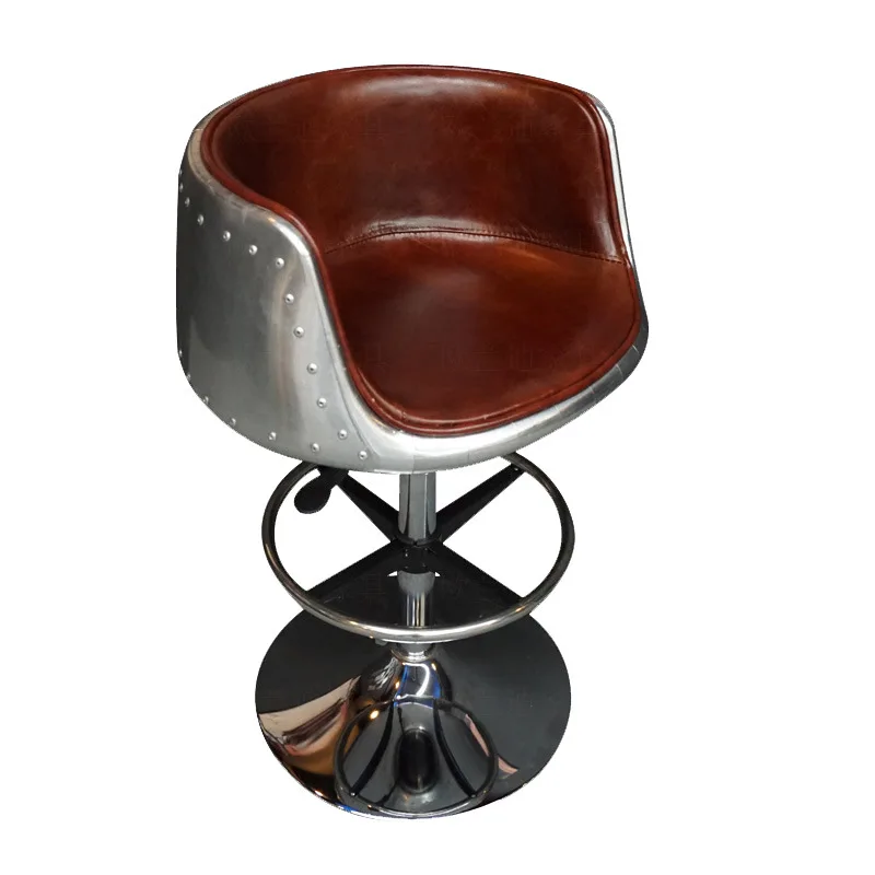 Retro industrial leather bar chair, suitable for home office and living room, comfortable loft style design