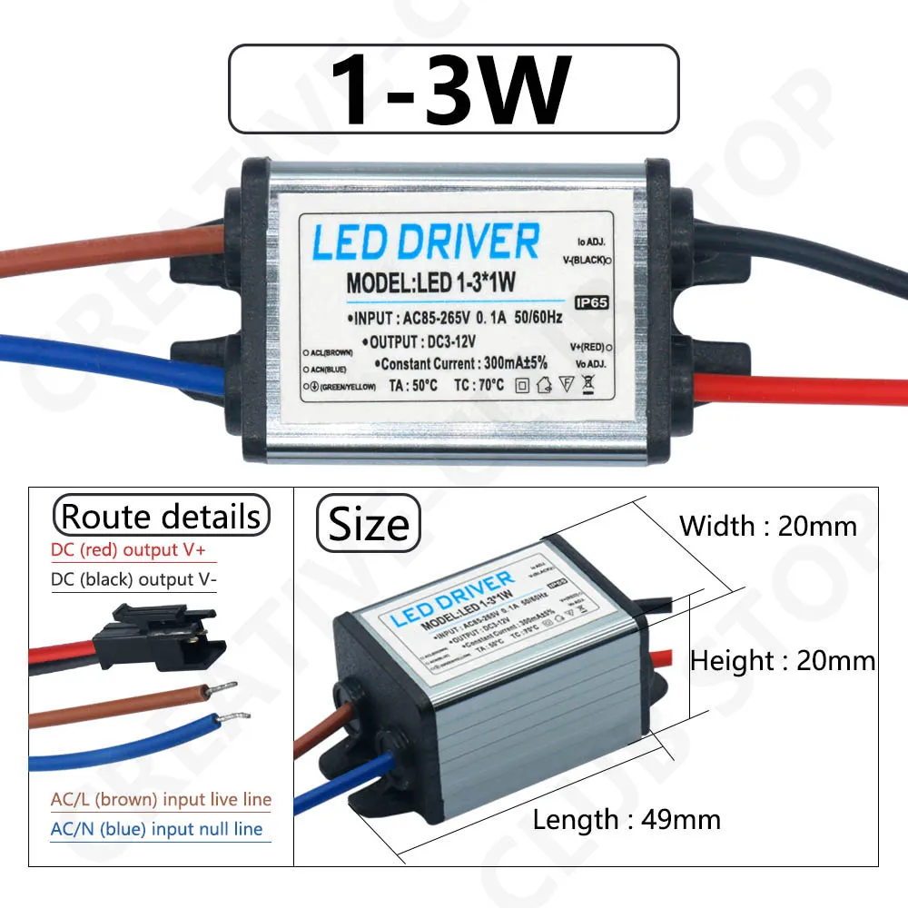 Imagem -02 - Motorista do Diodo Emissor de Luz 13w 47w 812w 12-18w 1825w 25-36w Transformador Adaptador Ac85v-265v Waterproofip65 Fonte de Alimentação 300ma para a Luz do Painel