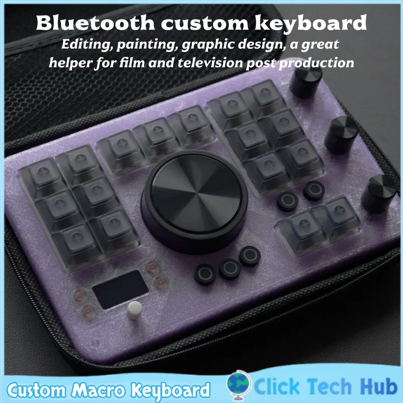 Custom Macro Keyboard Bluetooth Dual Mode Rgb Knobs Mini Screen Video Editing Photo Retouch Digital Drawing Game Office Keyboard