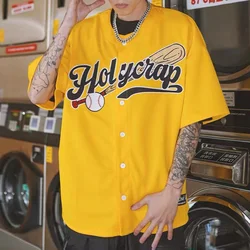 Mens Shirt Jersey West Coast American Hip-Hop Tops Vibrant Street Baseball Short Sleeve Youthful All-Match Men's Clothing 2024