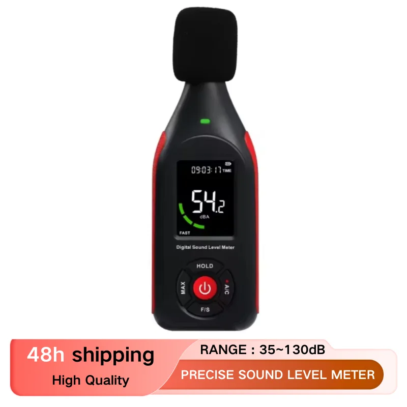 

Decibel Meter, Sound & Noise Decibel Level Reader Monitor, SPL Meter 30dB to 130dB(A) with Record, Visual Alarm, A/C Weighted