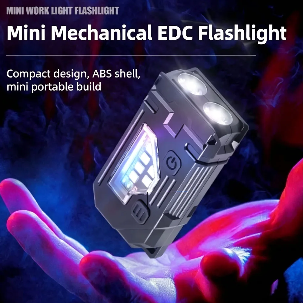 Mini LED Rechargeable FlashlightWaterproof Dual‑Beam Design Multi‑Function Side Pocket Lamp for Hiking Emergency Repair Outdoor