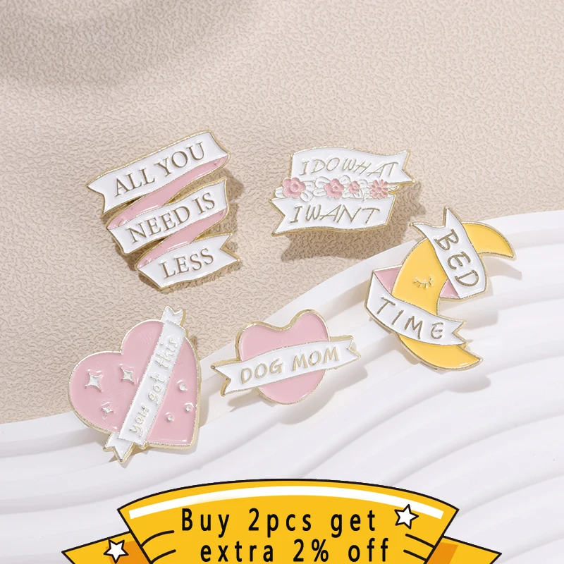 All You Need Is Less Enamel Pins Custom Love Moon Dog Mom Brooches Lapel Badges Funny Slogan Jewelry Gift For Womans Friend