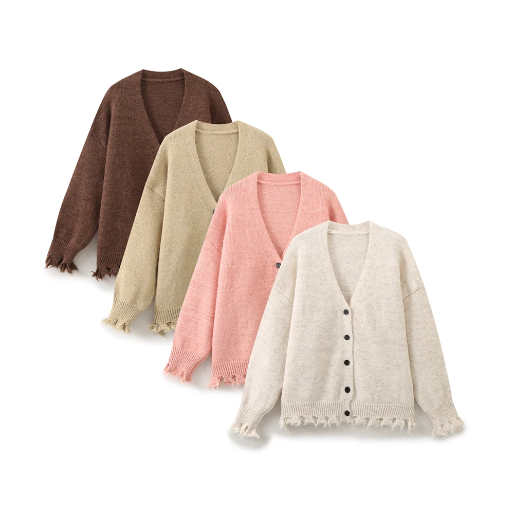 JNLEAOG Cárdigan Abierto de Punto Informal y Moderno para Otoño, Cárdigan de Mujer con Cuello en V, Manga Larga, Color Sólido...