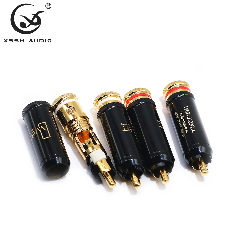 Imagem -06 - Lotus Jack Xssh Hi-end 0102cu Alta Fidelidade Faça Você Mesmo Chapeamento Ouro Cobre Puro Áudio Conectores de Vídeo Sintonizador de tv Adaptador Macho Rca Plugues Peças Peças