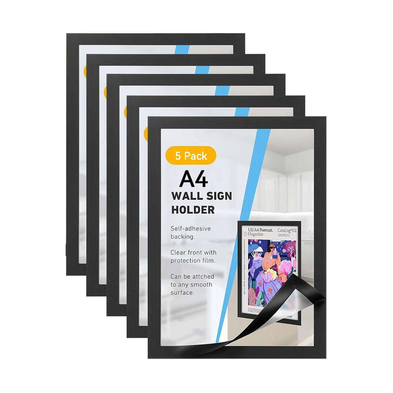 A4 Magnetic Frame 4 x 6 Inch Magnetic Sign Holder, Adhesive Frames for Document Holder, Poster Certificate Carft Picture