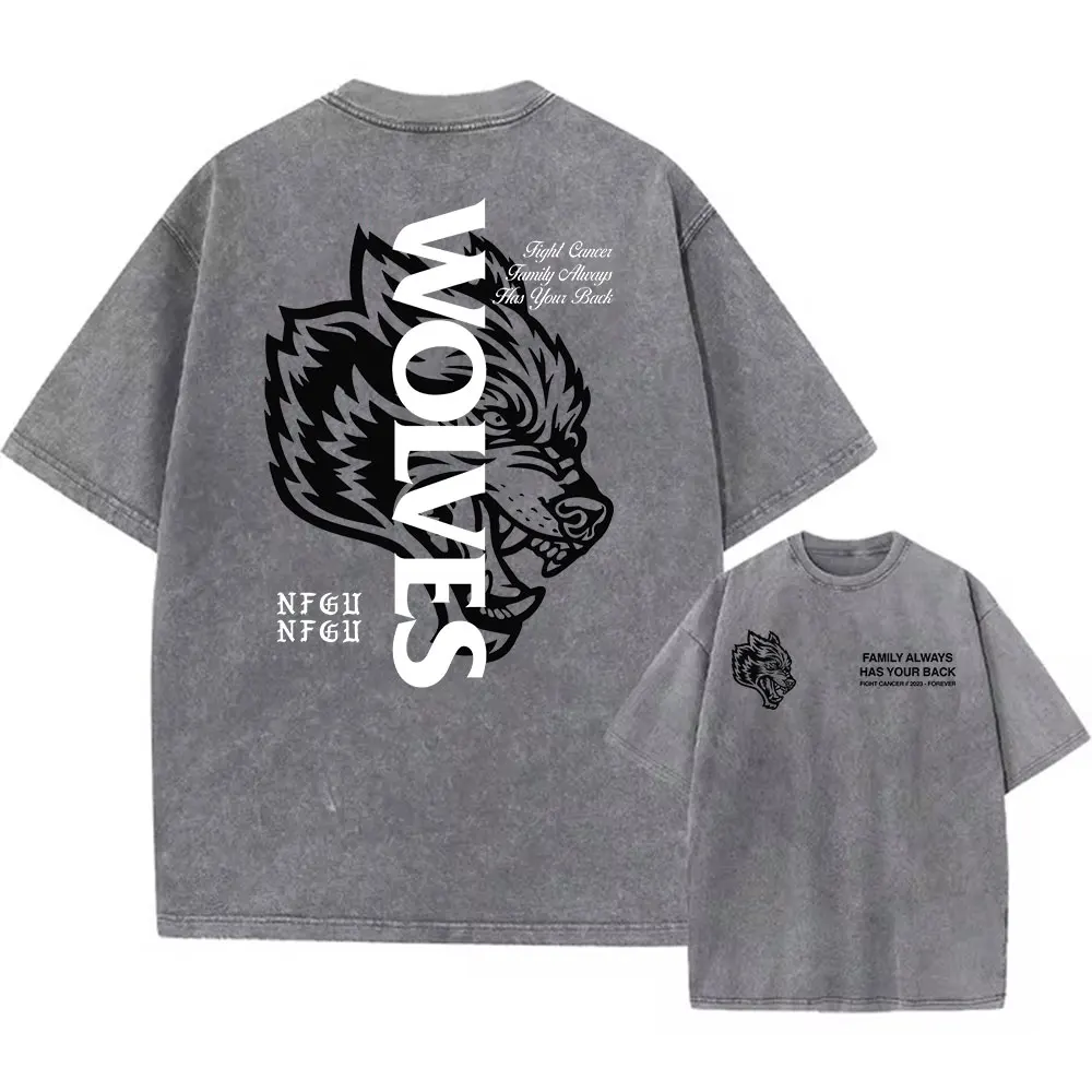 

Vintage Darc Sport Wolves Printed Washed T-shirt Men Women Cotton Y2K T Shirt Hip Hop Streetwear Summer Crew Neck Retro Tees