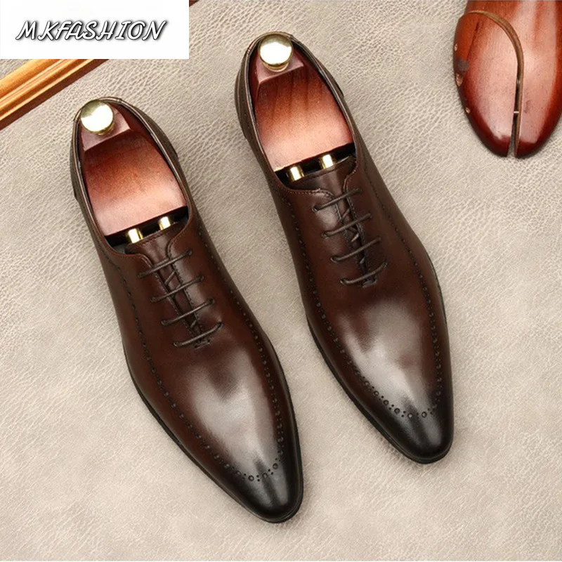 Spring New Men Formal Leather Brogue Oxford Shoes Business Office Dress Shoes