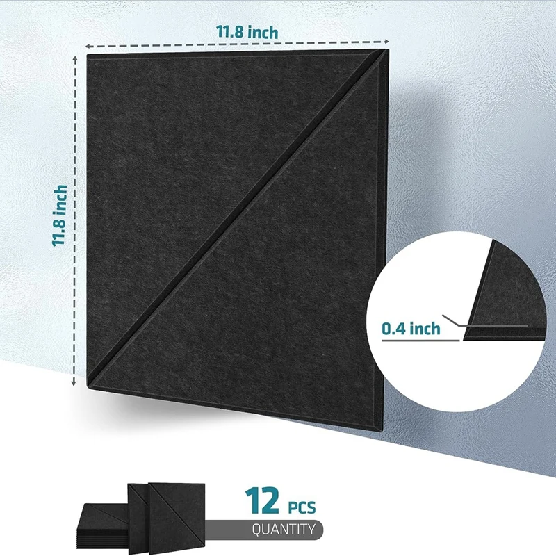 12 Pack Acoustic Panels, 12 X 12Inch Decorative Soundproofing Panels, Wall And Ceiling Acoustical Panels