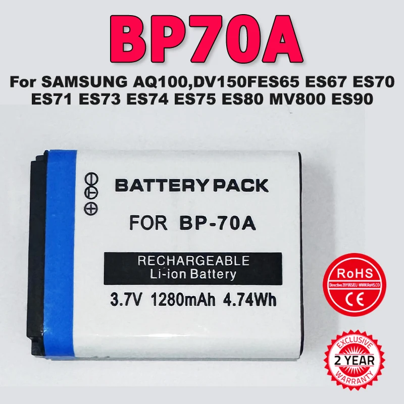 

XDOU High Quality BP70A BP*70A Battery For SAMSUNG AQ100 DV150F ES65 ES67 ES70 ES71 ES73 ES74 ES75 ES80 MV800 ES90