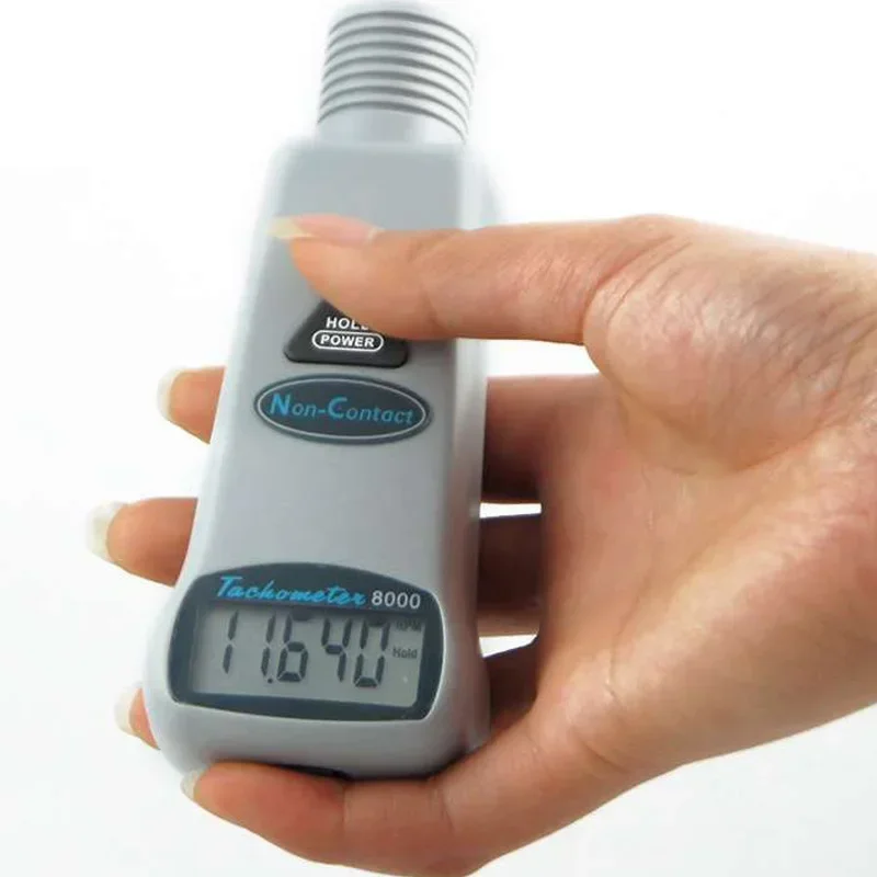 AZ-8000 العلامة التجارية الجديدة عدم الاتصال مقياس سرعة الدوران 5-30 سنتيمتر المدى 10 ~ 999999 دورة في الدقيقة سرعة الطاقة الإلكترونية شحن سريع