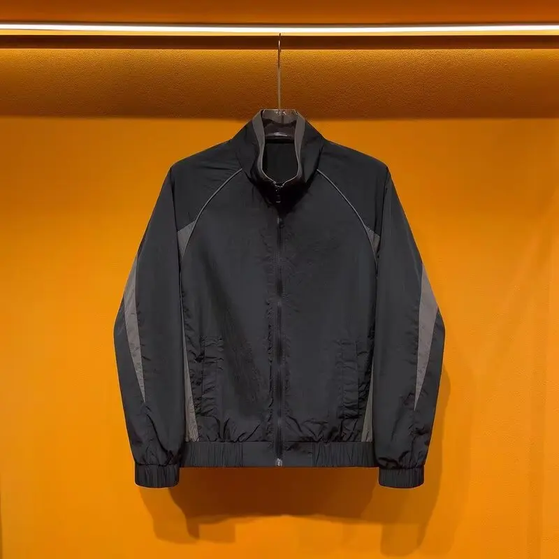 

Spring Autumn Luxury Spor Casual Men's Jaet Color Blo Windproof Faionable All-Match Outerwear Polyester Long Sve