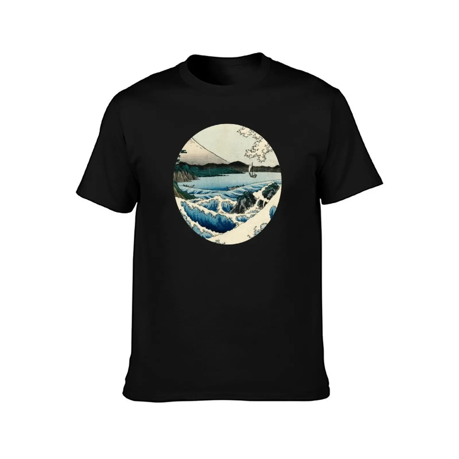 Hiroshige - The Sea off Satta T-Shirt, Summer Casual Cotton Tee, Oversized Streetwear Tops, Vintage Graphic Print, 100% Cotton