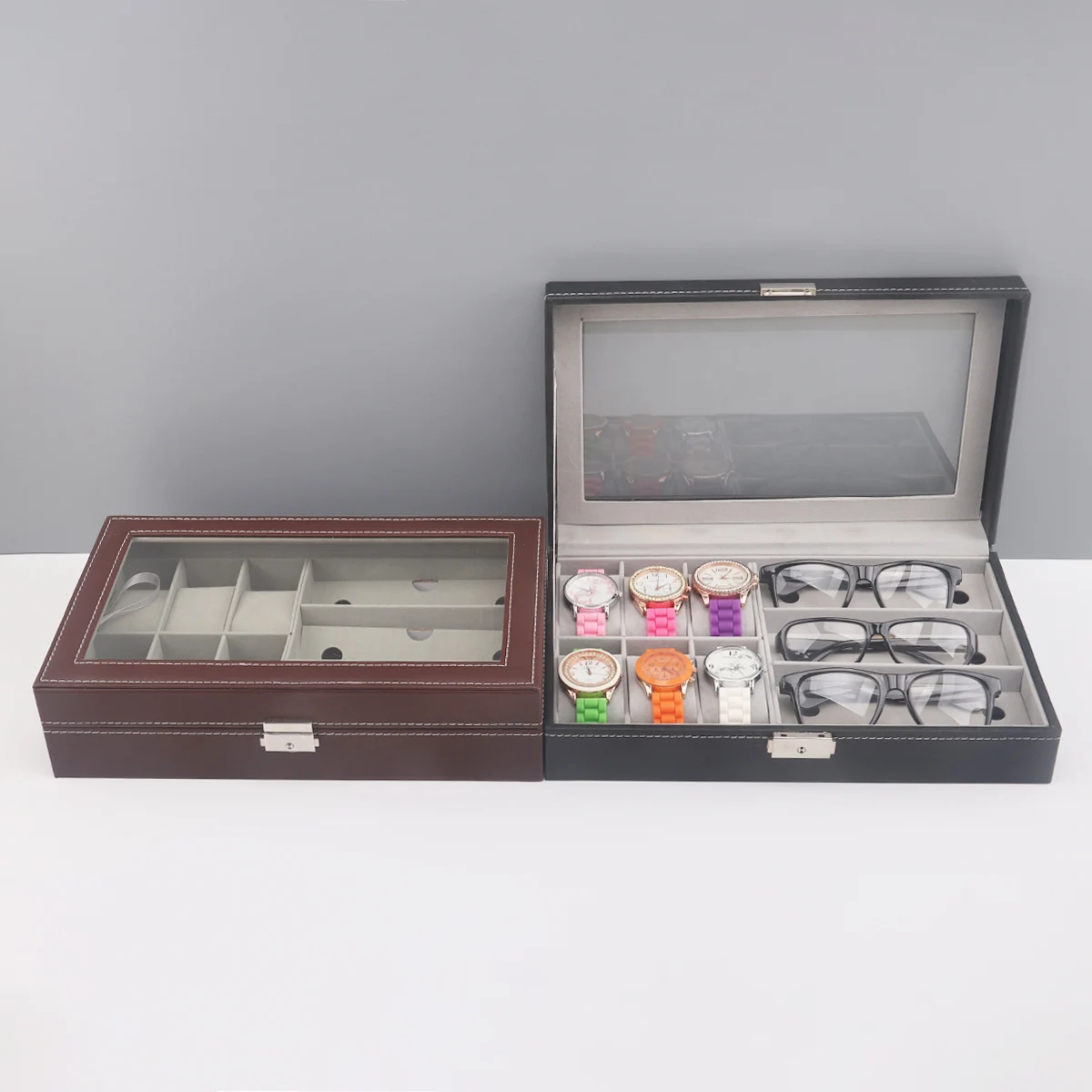 

Органайзер из искусственной кожи для часов, солнцезащитных очков, 6 + 3 отделения