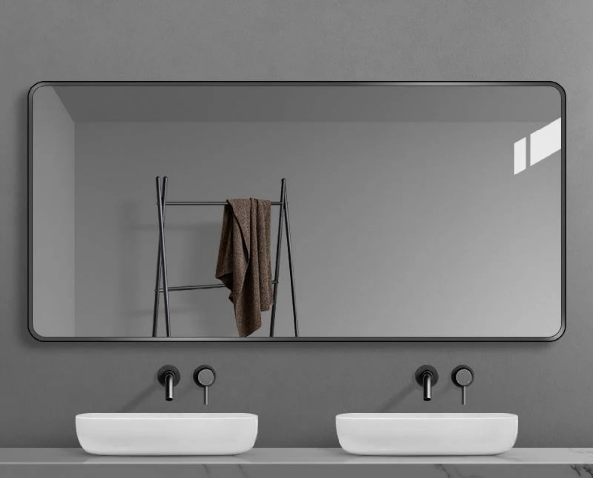 Light luxury bathroom sink with frame mirror, aluminum alloy frame, bathroom cabinet combination mirror, wall hanging