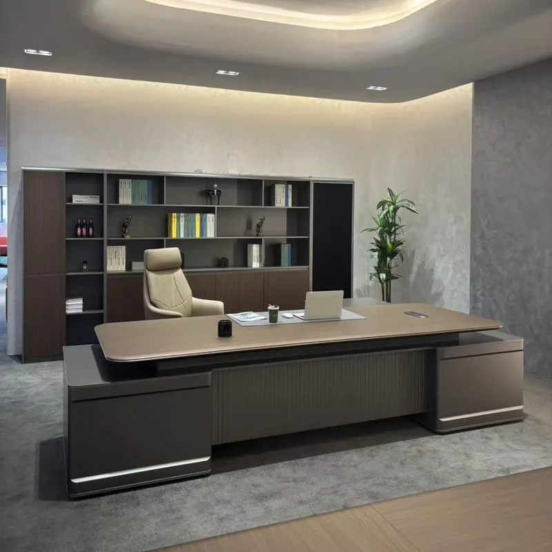 CEO desk High-End Executive , Boss , E0 Grade, Light Luxury Design, Suitable For CEOs And Directors, With Built-In Lighting, Des