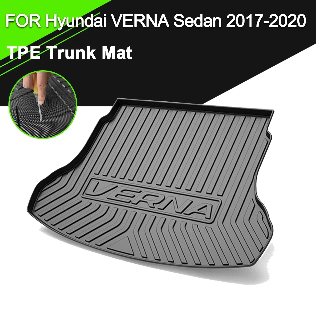 

Car Rear Trunk Cover Mat TPE Waterproof Non-Slip Rubber Cargo Liner Accessories For Hyundai Verna Sedan 2017-2020