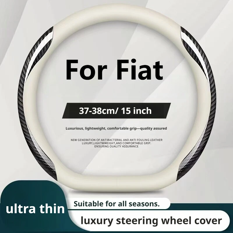 For Fiat 500X 500L Panda Tipo Argo Ducato Scudo Nappa Leather Steering Wheel Cover 15 Inch Non-Slip Sweat Absorbent Soft Touch
