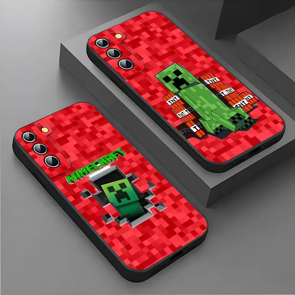 Capa Traseira Verde Pixel Monster Creeper para Samsung S26 S25 Ultra S24 S22 S23 S20 FE S21 A17 A37 A57 A54 A34 A16 A53