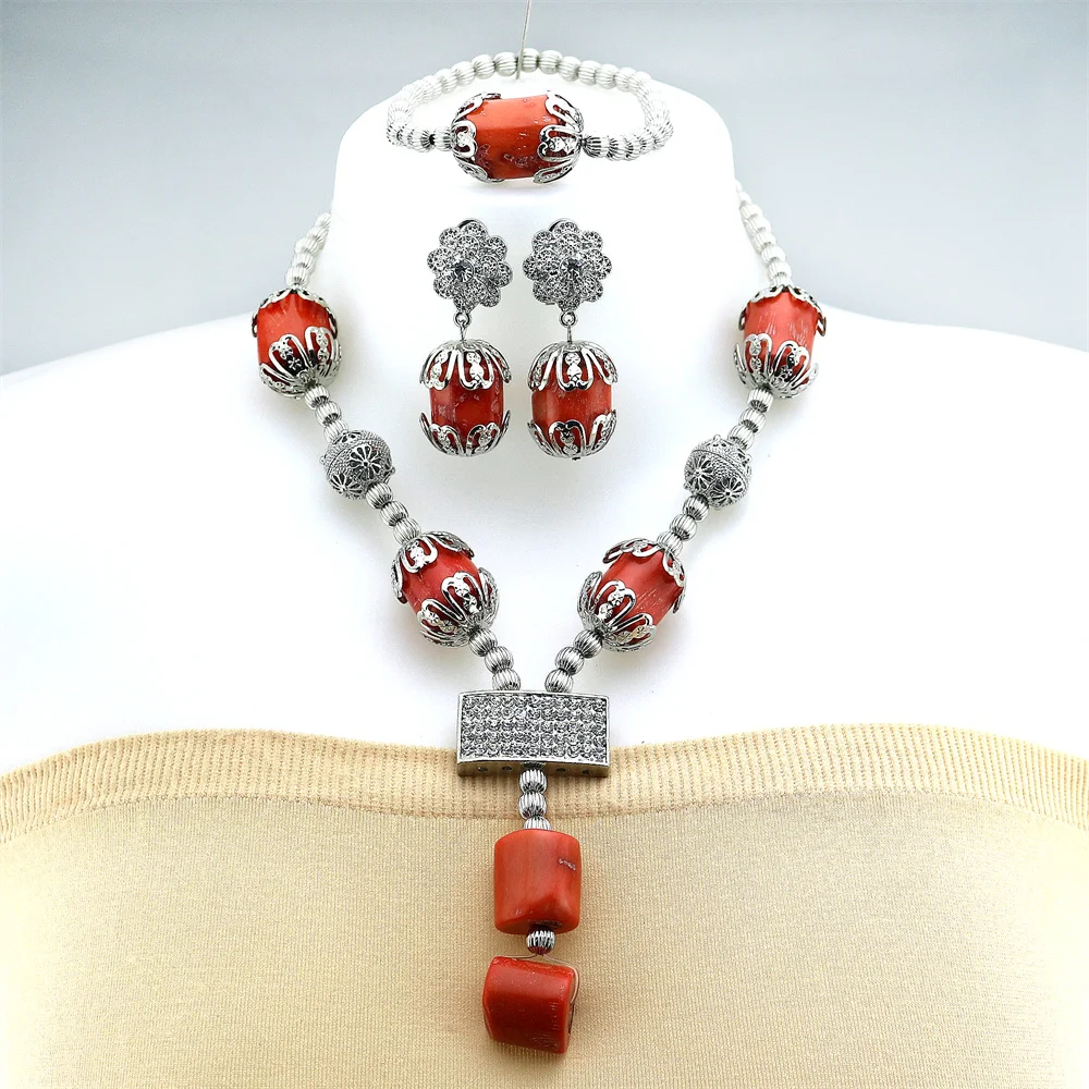 

Latest Style Coral Necklace Nigerian Wedding African Coral Jewelry Set For Bridal Z130,0.16