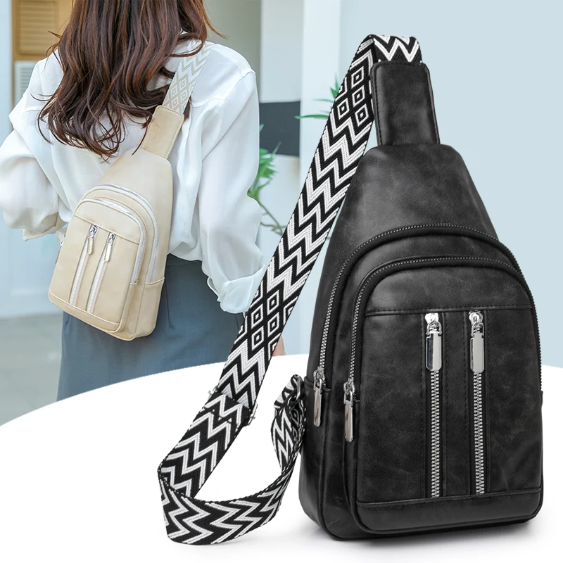 

Новая женская нагрудная сумка из искусственной кожи, легкая сумка через плечо с несколькими карманами, повседневная сумка через плечо для путешествий и покупок