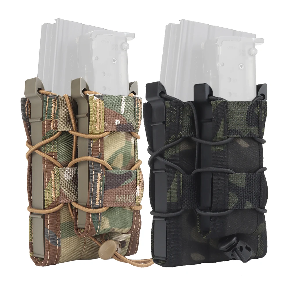 

1+1 Combo 9mm/5.56 Mag Pouch Tactical Double Mag Pouch Hunting Airsoft Knife MOLLe Belt Case Quick Release Bag