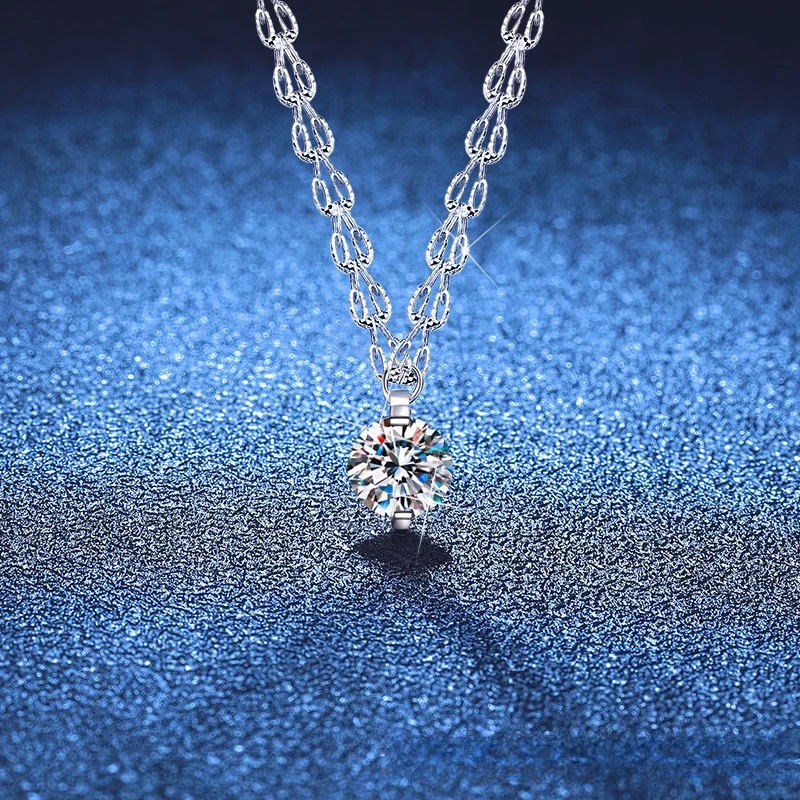Phoenix Tail Necklace Moissanite Pendant Platinum PT950 18K Gold Necklace Simple Four Claw Single Diamond 2-carat Moissanite