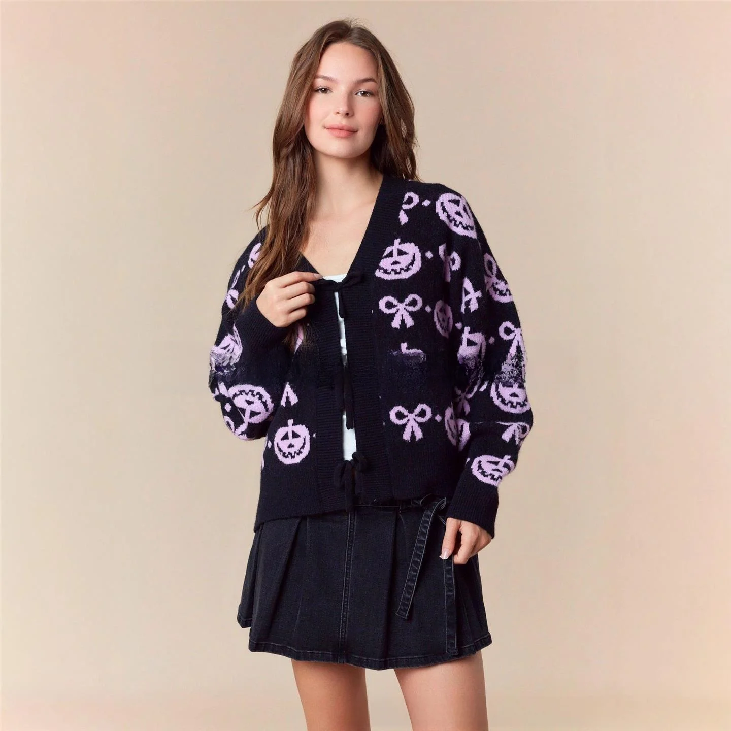 

Sexy Bead Irregular Long Sve V-ne Pumpkin Head loween Dr Women's Autumn Winter Seasonal Faionable Beaded Sweater