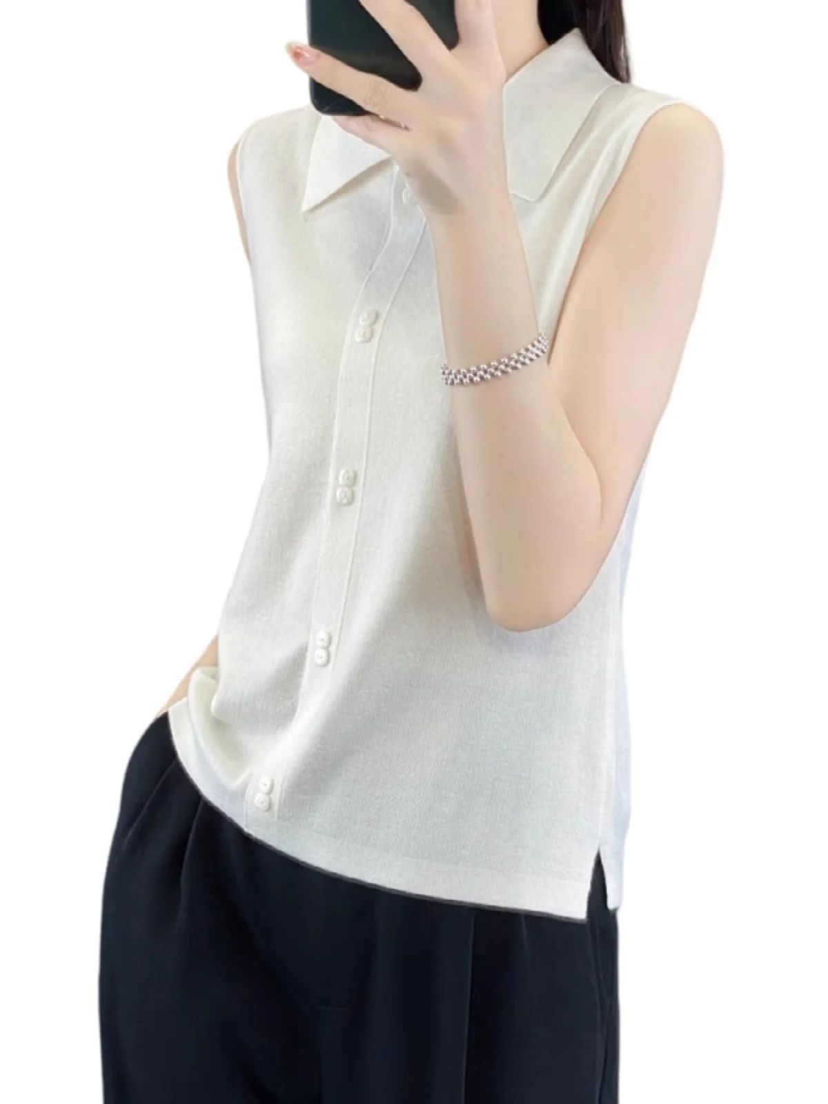 เสื้อกั๊กคอปกแฟชั่นสำหรับผู้หญิงไซส์ใหญ่ สวมใส่ได้ทั้งเป็นเสื้อตัวในและตัวนอก สำหรับฤดูใบไม้ร่วงและฤดูหนาว ดีไซน์ใหม่ เหมาะสำหรับใส่ไปทำงาน