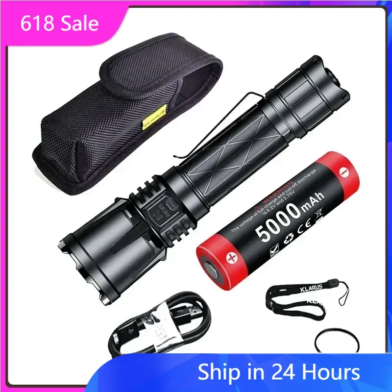 KLARUS XT21X Pro Super Bright 4400Lumen Patented Tail Dual-Switch LED Rechargeable Tactical Flashlight Torch with Battery