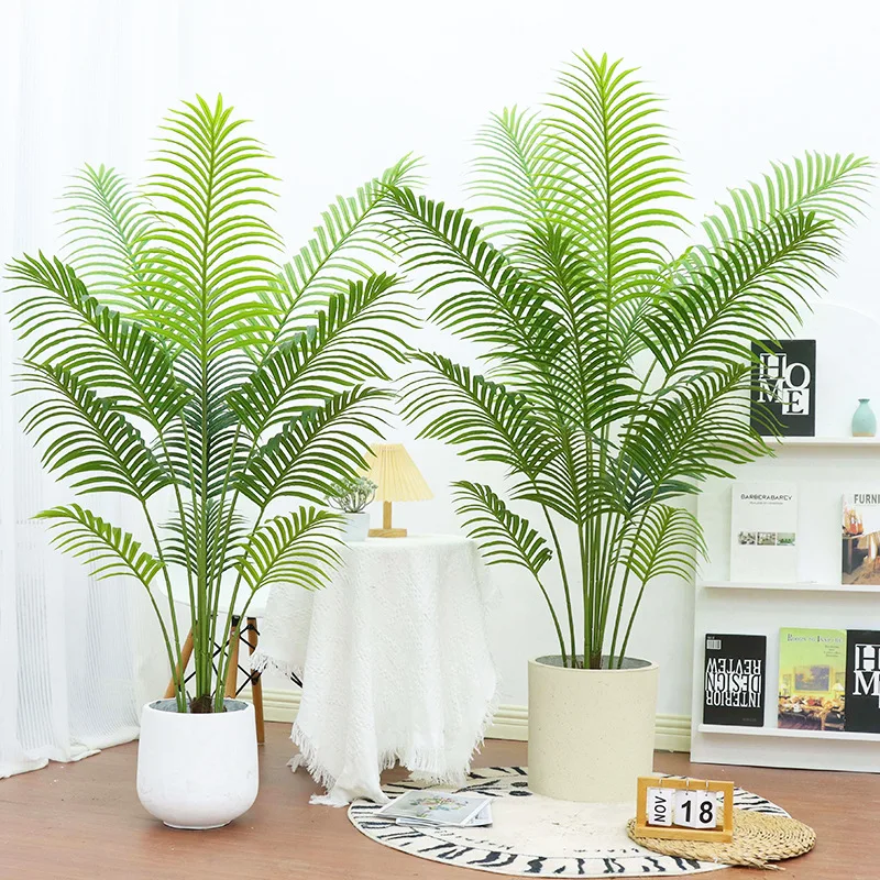 Large Artificial Palm Tree Fake Tropical Plants Plastic Fake Leaves Green Monstera or Christmas Home Garden Indoor Decor