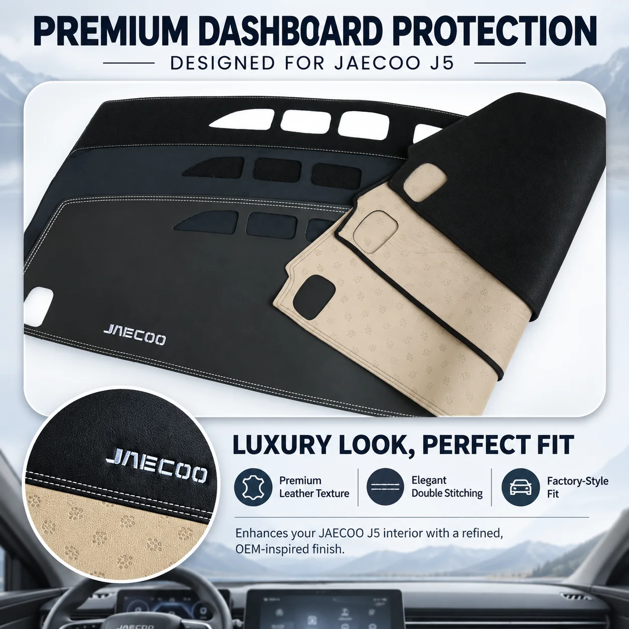 for Jaecoo J5 2025 2026 2027 Car Dashboard Cover Dashmat Sunshade Anti‑UV Anti‑Glare Dash Mat Interior Accessories
