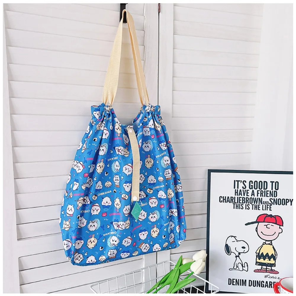 Cute Chiikawa Cartoon Foldable Eco Shopping Bag Lightweight Large Capacity Single Shoulder Bag for Women Outdoor Ravel Use Gift view 6