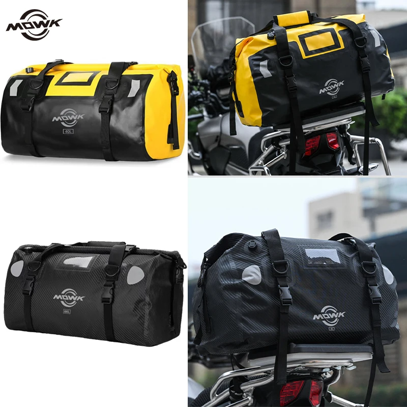 40L/66L Large Capacity Motorcycle Tail Bag Waterproof Motorbike Rear Seat Luggage Pack MTB Bike Outdoor Motocross Trunk Bag