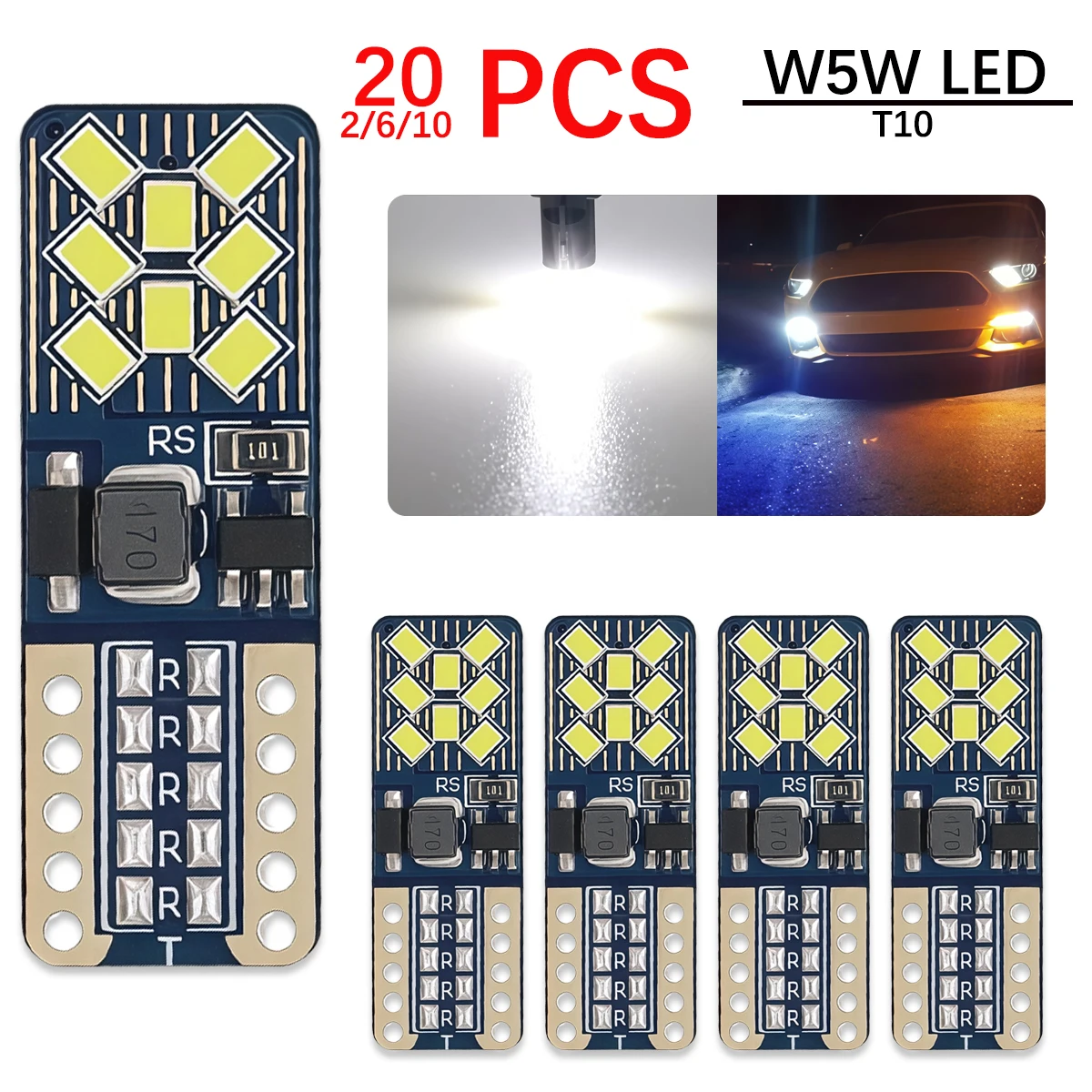 

20 шт. DC 12 В 32 В Canbus W5W Автомобильный светильник T10 2016 16SMD Светодиод без ошибок Лампы сигнала багажника Белый автомобильный светодиодный светильник