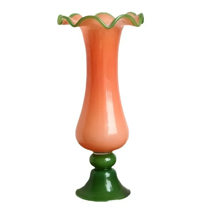 Medieval style handmade glazed vase dried flower dining table home simplicity advanced sense French retro desktop ornament