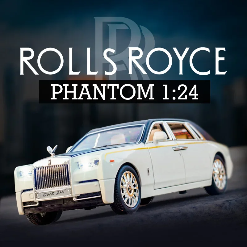 

Модель автомобиля из сплава в масштабе 1:24 Rolls-Royce Phantom, Литые и игрушечные автомобили, металлическая Игрушечная модель автомобиля, имитация звука, фотоколлекционный подарок