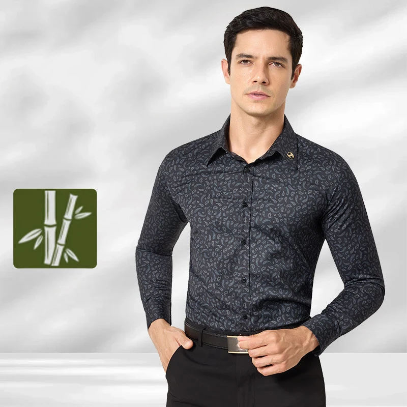 2025 Men Latin Dance Costumes Long Sleeve Slimming Shirt Male Ballroom Latin Waltz Dance Competition Performance Wear DN20593