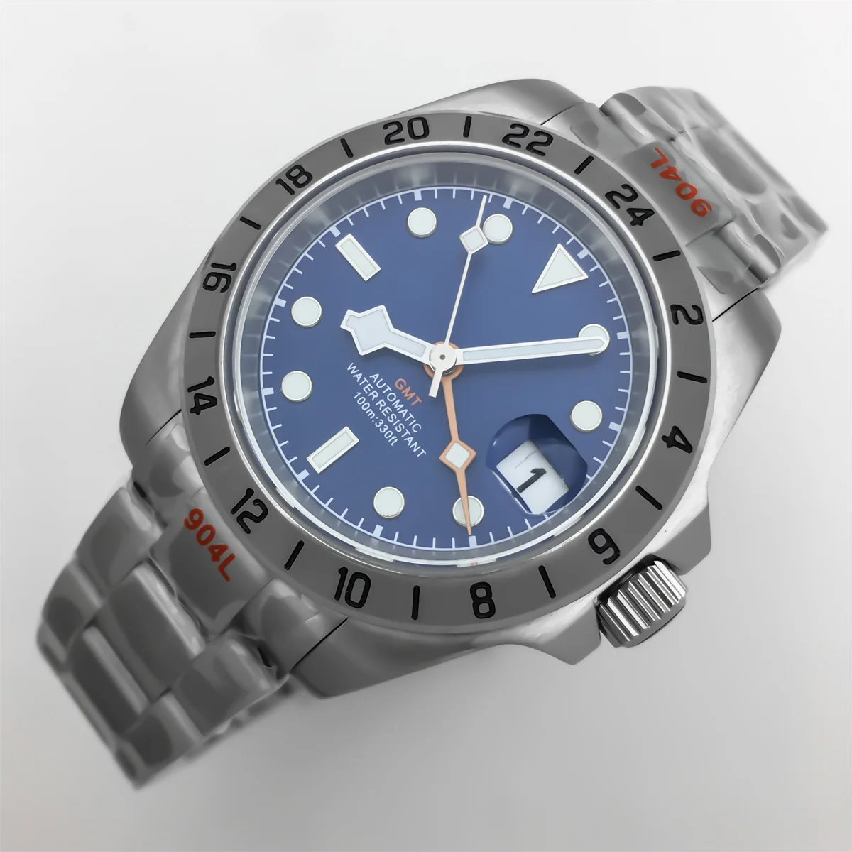 40mm メンズ GMT ダイブウォッチ NH34 ムーブメント 24 時間固定ベゼル サファイアガラス ステンレススチールストラップ 100m 防水