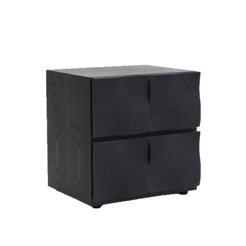 Medieval Style Creative Design Artistic Sense Black Walnut Bedside Table Water Ripple Bedroom Locker Creative Combination Cabine