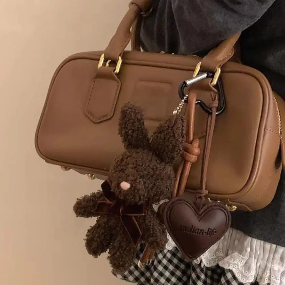 Tas charme pluizig pluche konijn sleutelhanger cartoon zacht konijntje boog sleutelhanger schattig Y2K gevulde rugzak hanger verjaardagscadeau