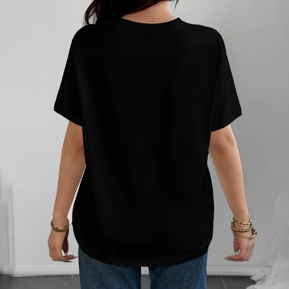 Plant Mushroom Black Pattern Women's T-shirt - Art Street Style Casual Fashion Comfortable Short Sleeve - Image 2