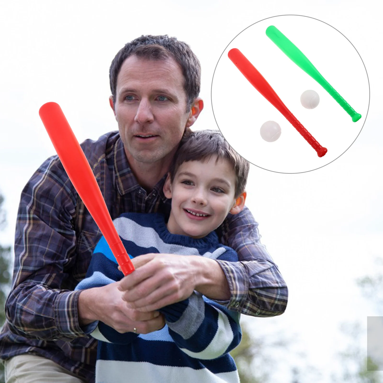 2 set di oggetti di scena per mazza da baseball per allenamento all'aperto, giocattoli per bambini, bambini, cortile esterno