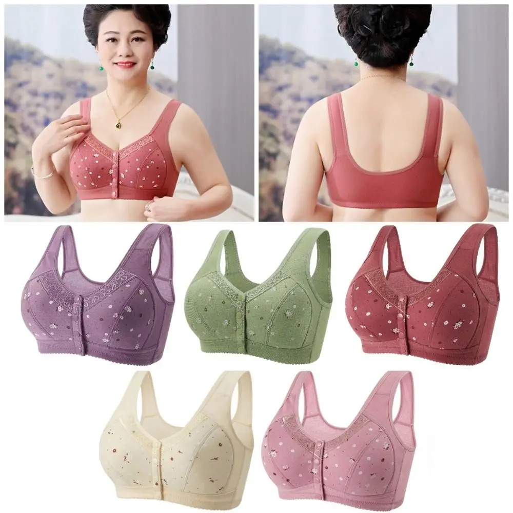 

Comfortable Floral Printed Underwear Breathable Floral Printed Bras for Older Women Convenient Wireless