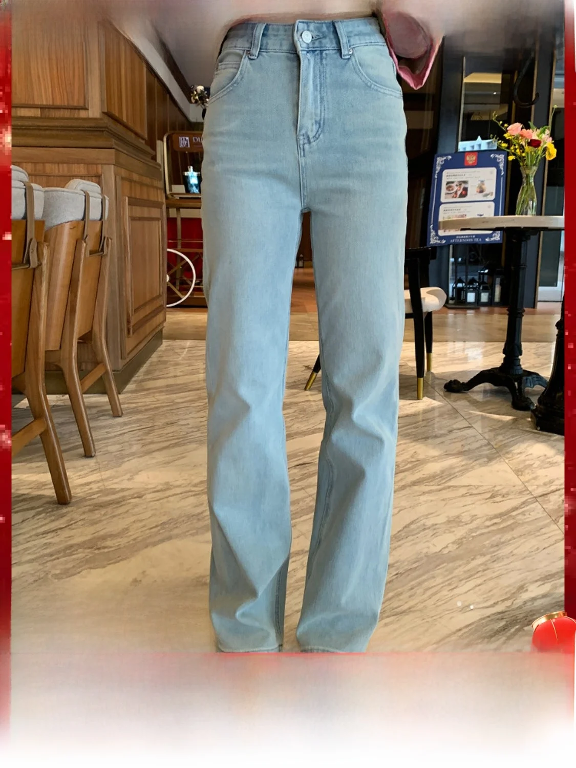 

Джинсы женские с высокой талией, широкими штанинами и прямым кроем, весна-лето, новинка, свободный крой, повседневные джинсовые брюки, эластичные в четырех направлениях, брюки-буткат