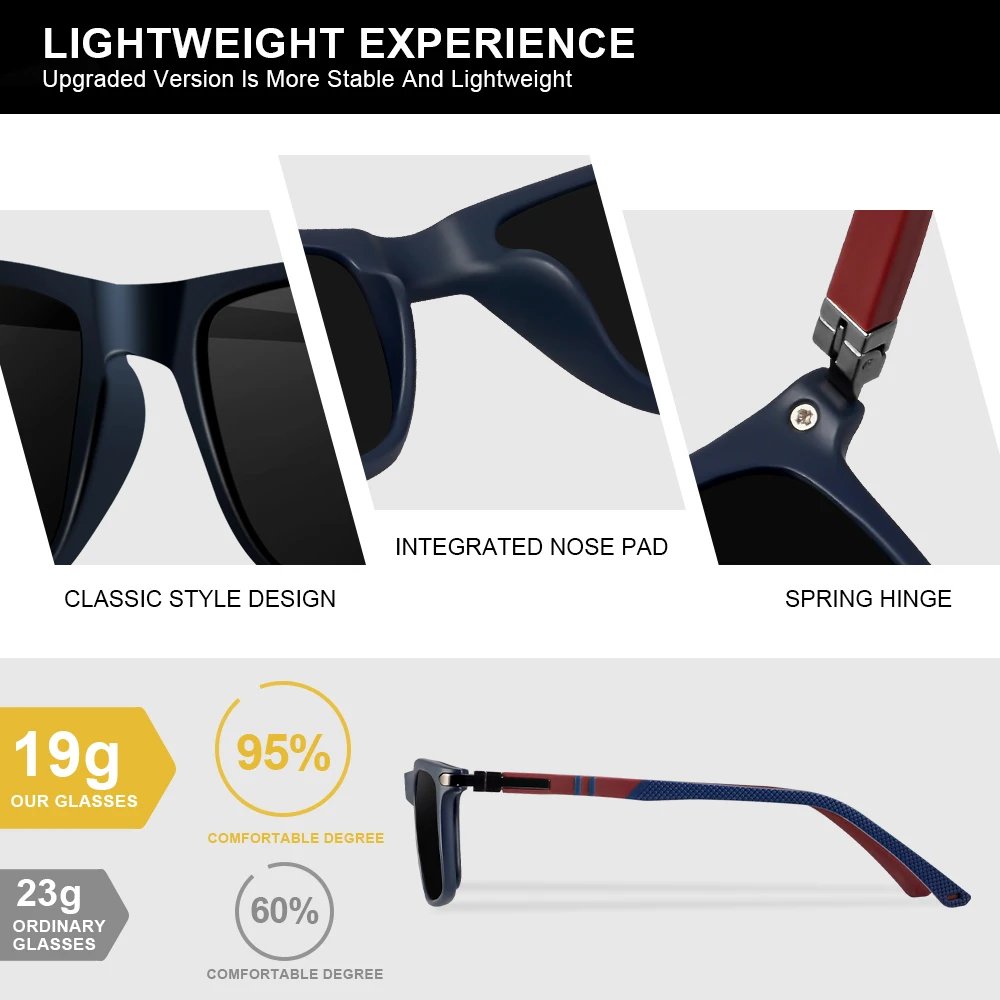 CRIXALIS Rectangle Polarized Sunglasses for Men Outdoor Sport Driving Fishing Sun Glasses Male Travel Beach Shades UV Protection