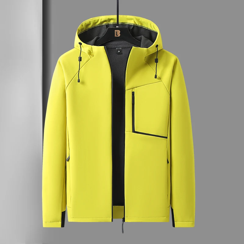 

Thiened Fce Lined Soft ell Jaet Hooded Outdoor Coat for Men And Women Spring Autumn Faion Anti Wind Casual Wear