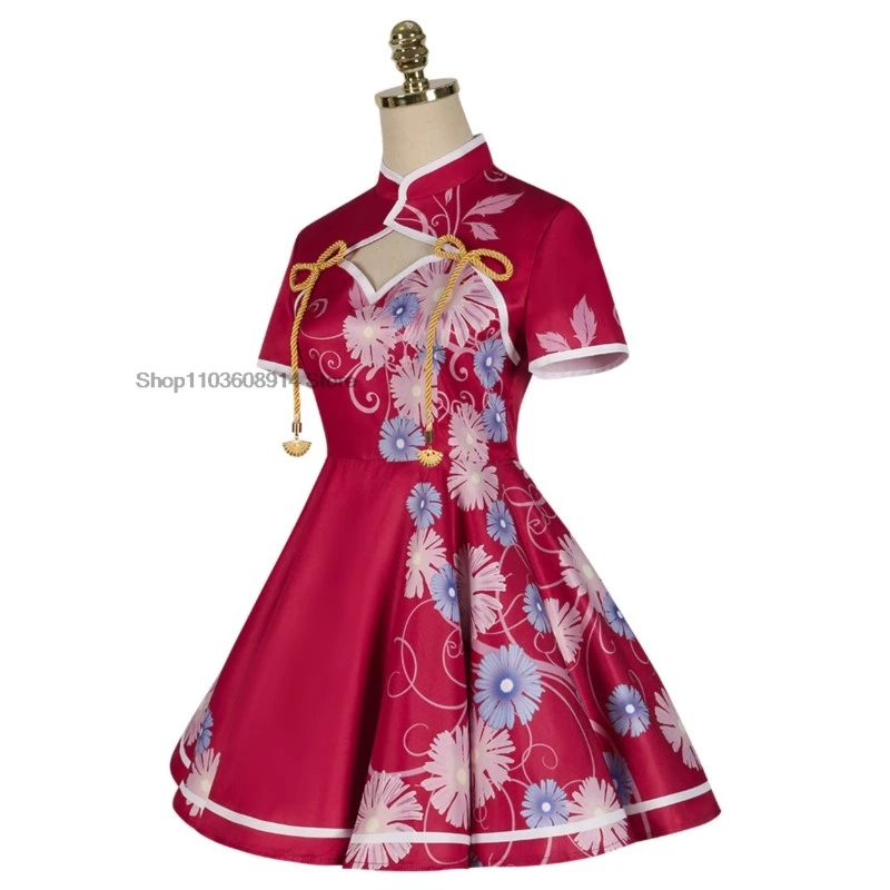 Anime Cosplay Costume Ruby Cheongsam Traditional Women Red Dress Anime Oshi No Ko Ruby Hoshino Cosplay Costume Lovely Party Cos