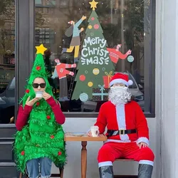 Funny Christmas Tree Cosplay Jumpsuit Holiday Party Costumes Halloween COS Performance Santa Claus Xmas Ornament Gift Present